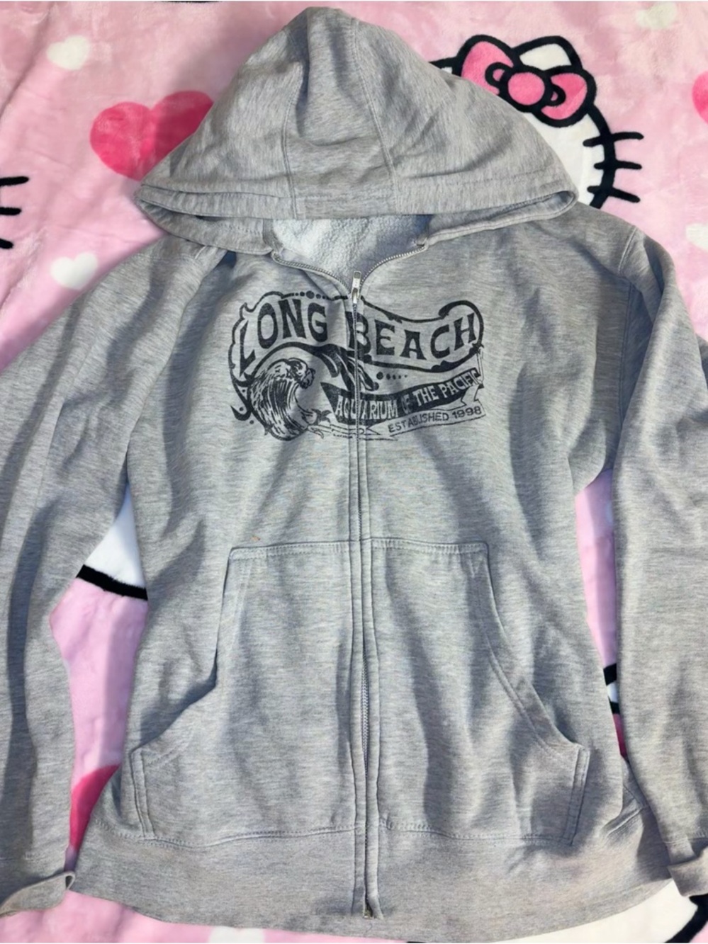 long beach aquarium zip up hoodie 🌊🩶